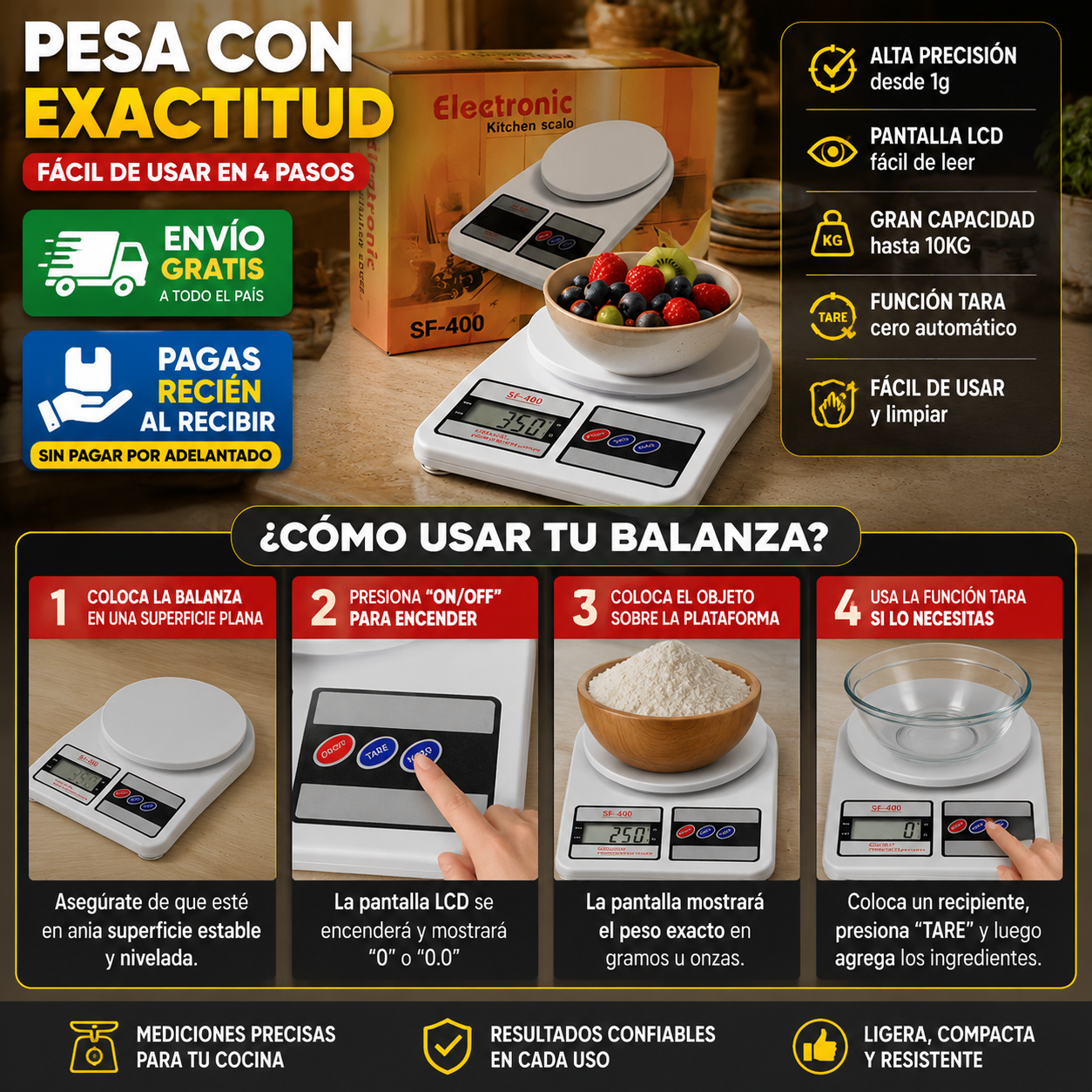 Báscula Digital de Cocina SF-400