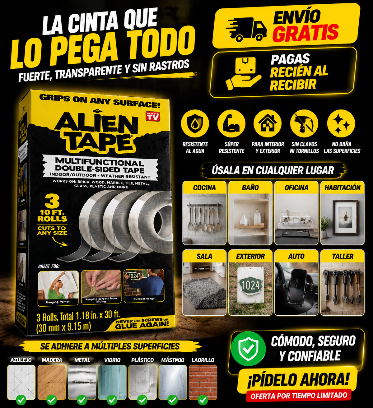 Alien Tape Cinta Adhesiva Doble Cara Multiuso