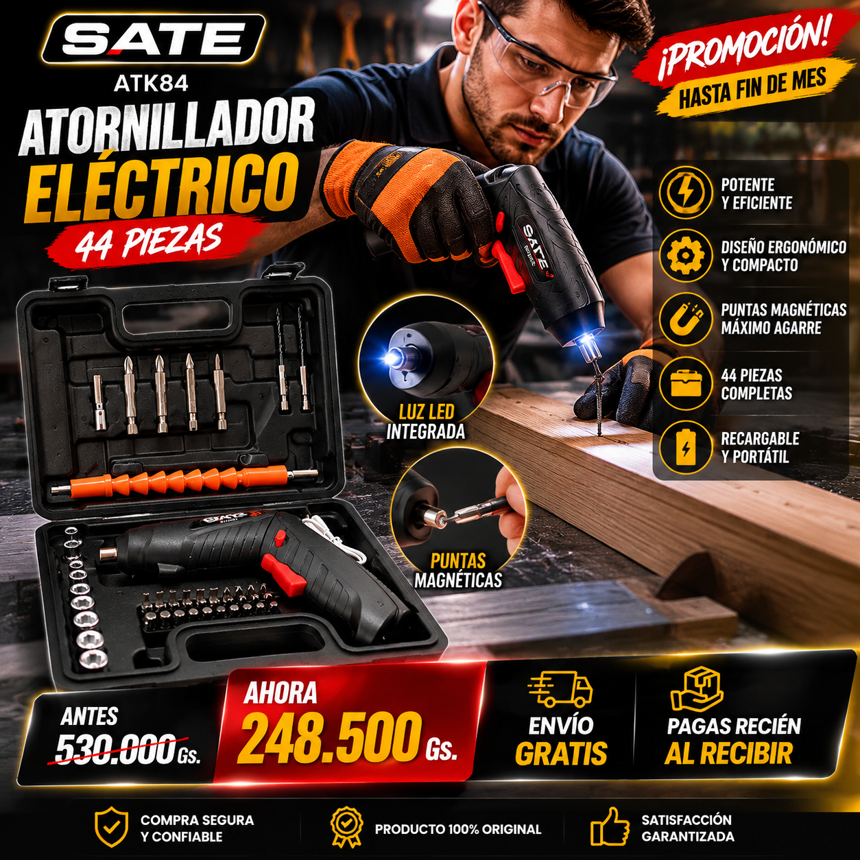Kit Taladro Eléctrico Multifuncion SATE A-TK84