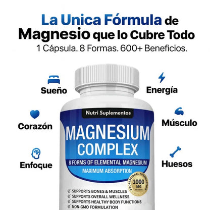 Magnesium 8 en 1 Complex: Energía, Relajación y Bienestar en una Cápsula