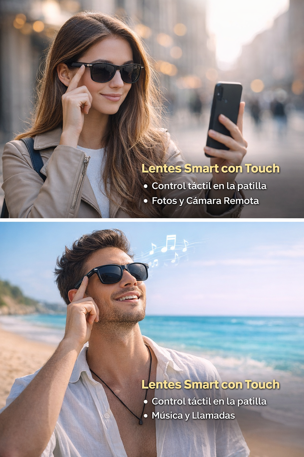 SoundGlasses sin integracion de camara : Lentes Inteligentes con Música y Llamadas , Sin camara integrada