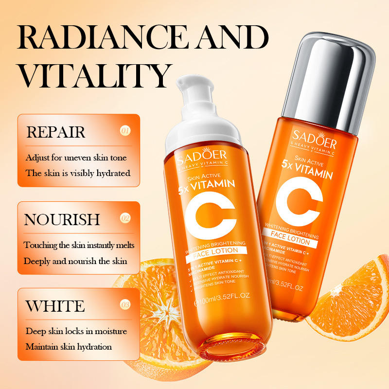Loción facial 5x Vitamina C SADOER – Hidratante, reparadora e iluminadora