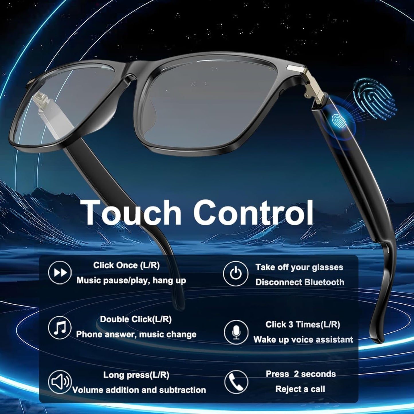 SoundGlasses sin integracion de camara : Lentes Inteligentes con Música y Llamadas , Sin camara integrada
