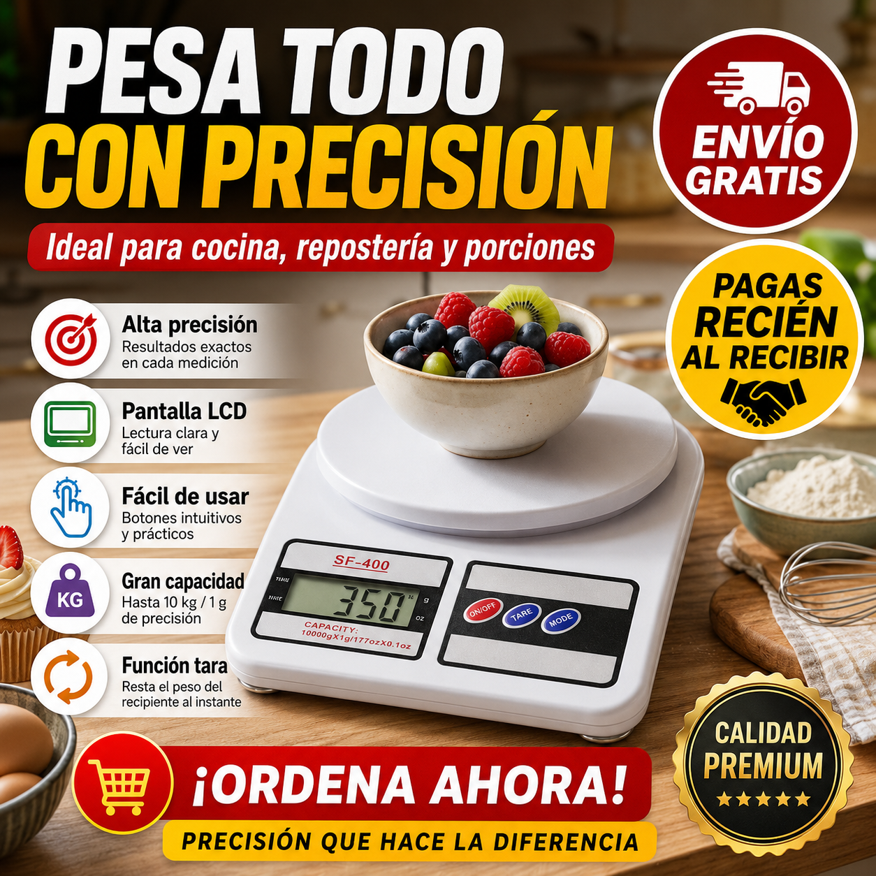 Báscula Digital de Cocina SF-400