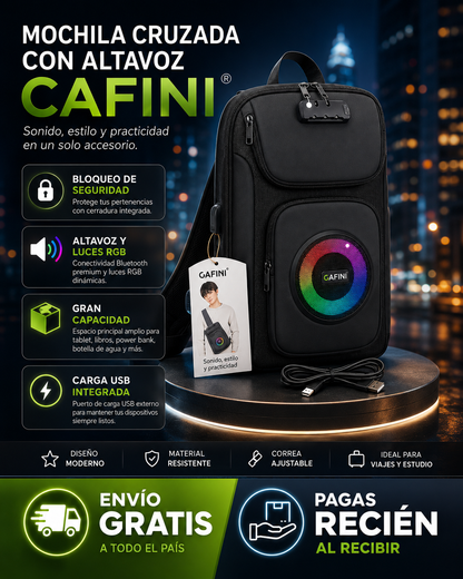 Mochila cruzada Cafini con altavoz RGB (ALTA CALIDAD)
