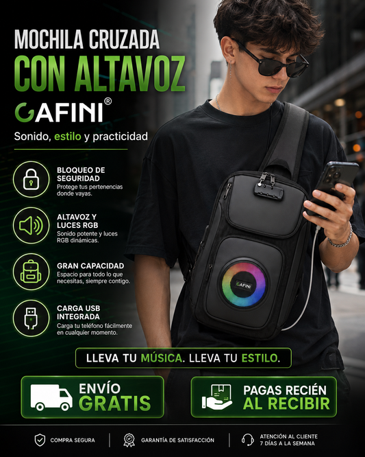 Mochila cruzada Cafini con altavoz RGB (ALTA CALIDAD)