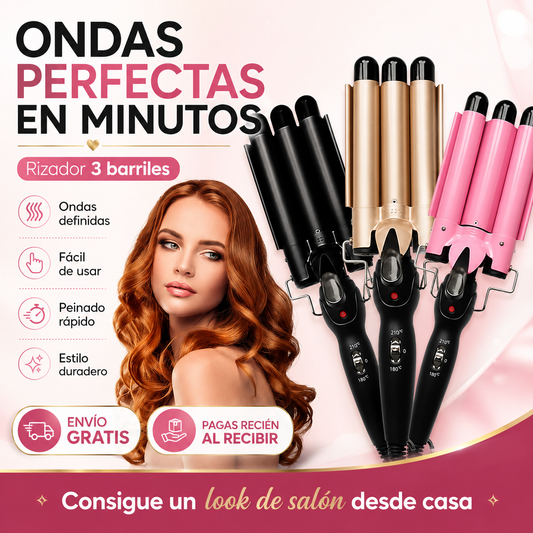 Rizador de cabello de tres tubos👩‍🦱✨