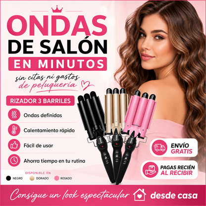 Rizador de cabello de tres tubos👩‍🦱✨