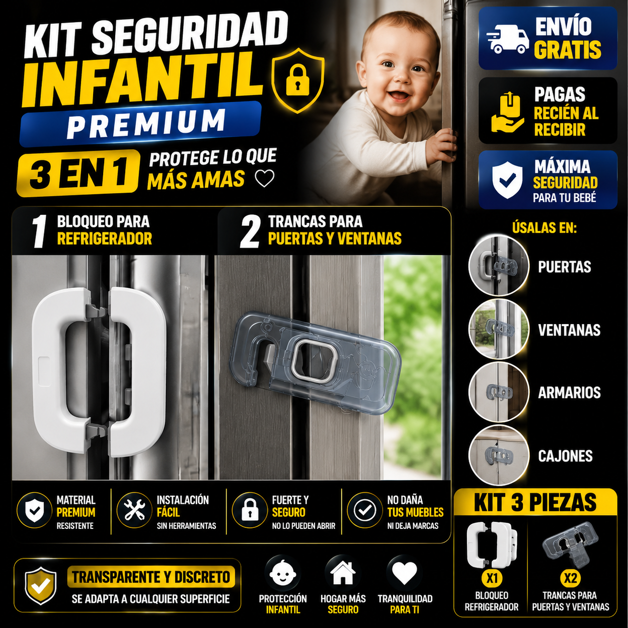 Kit Seguridad Infantil Premium 3 en 1