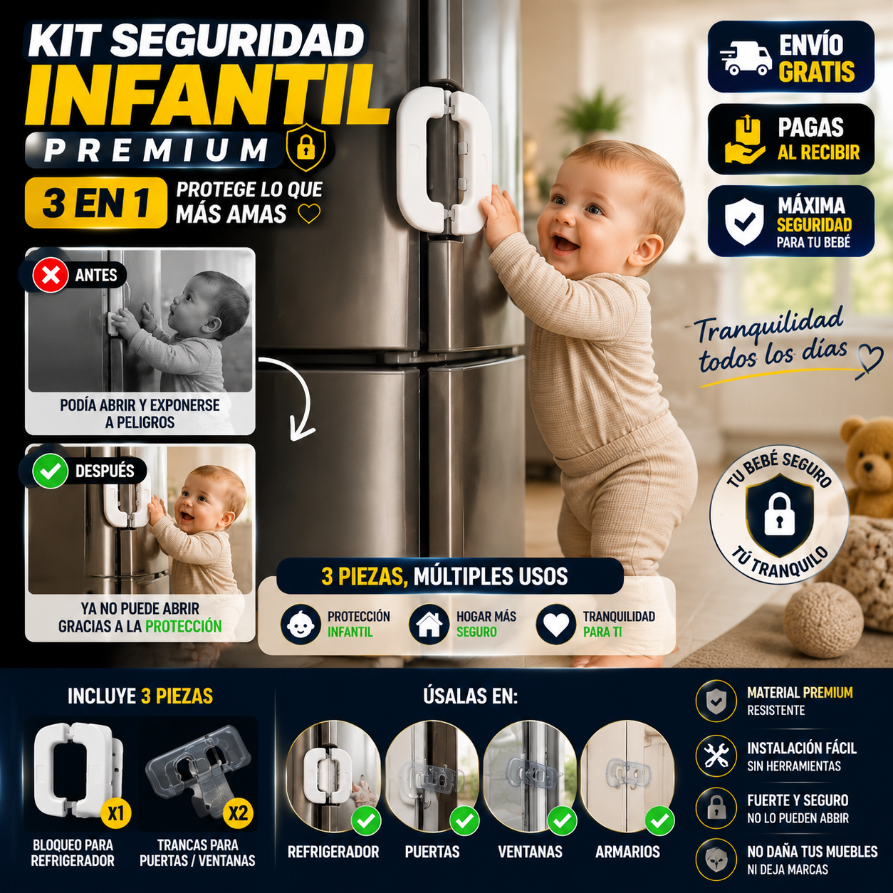 Kit Seguridad Infantil Premium 3 en 1