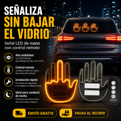 ✋ Señal LED de Mano para Auto con Control Remoto