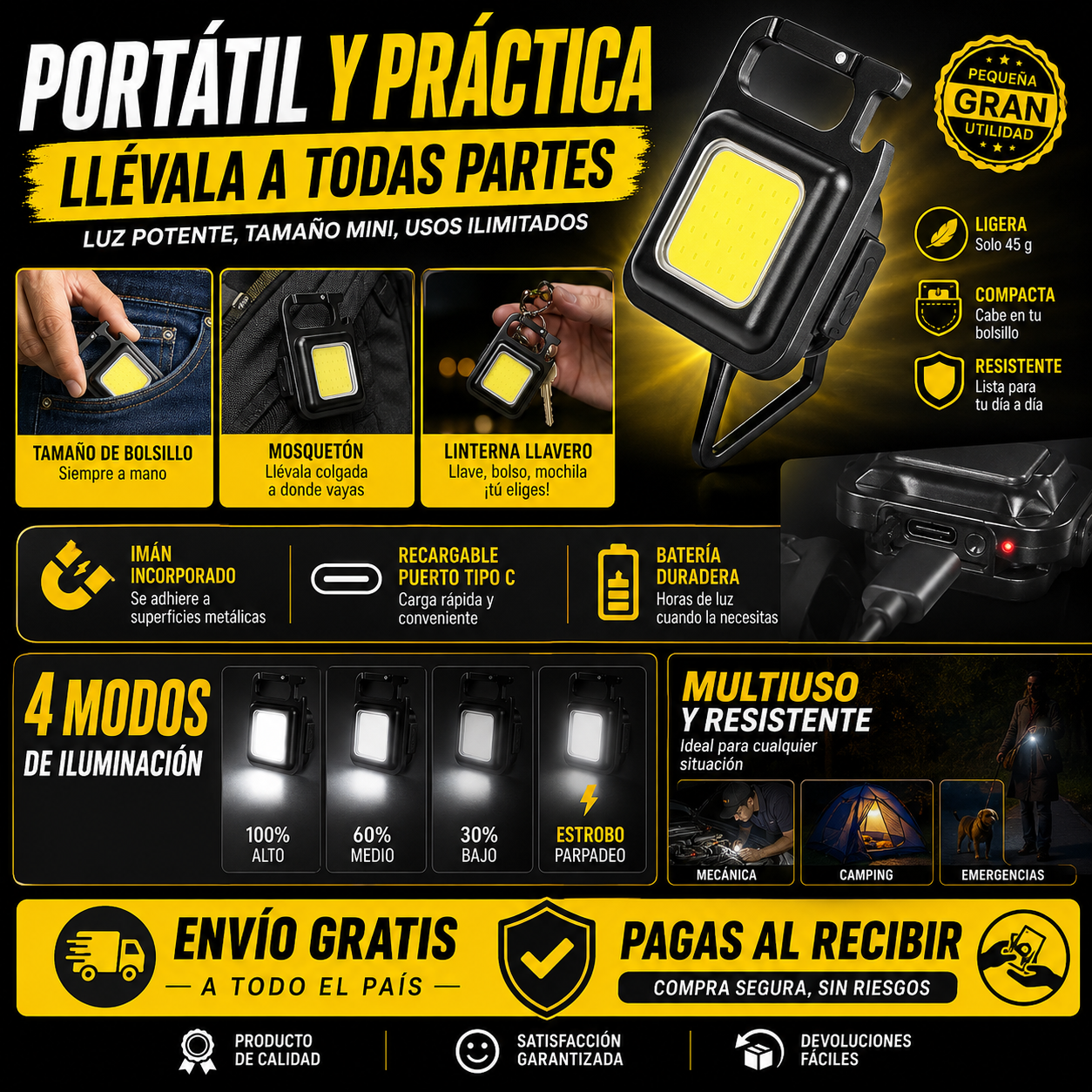 Llavero Linterna MULTIFUNCION