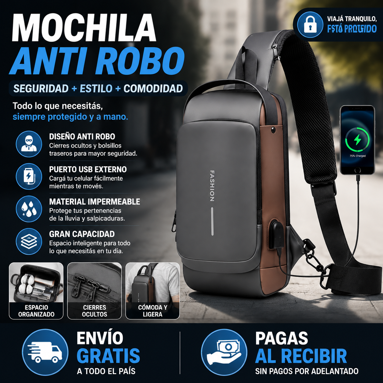 🎒 MOCHILA ANTIRROBO