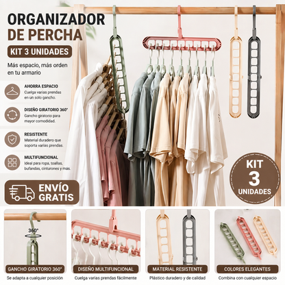 Organizador de Perchas - Kit de 3 Unidades