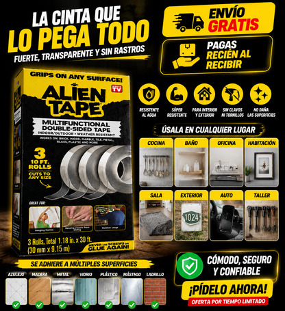 Alien Tape Cinta Adhesiva Doble Cara Multiuso