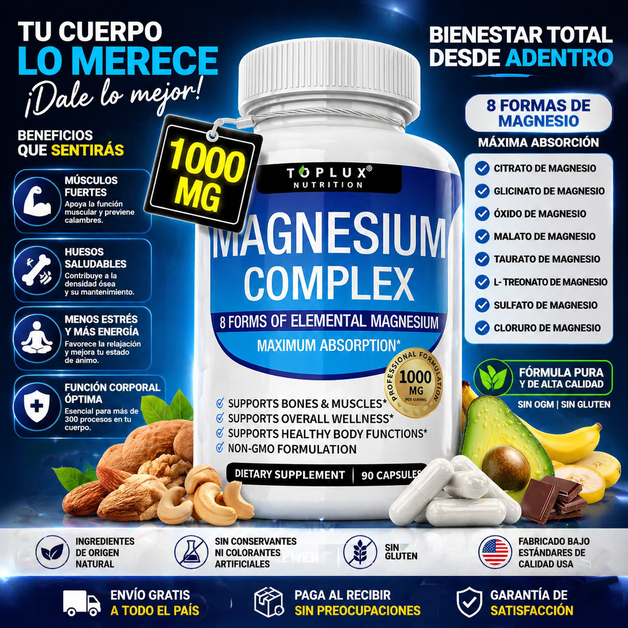 Magnesium 8 en 1 Complex: Energía, Relajación y Bienestar en una Cápsula