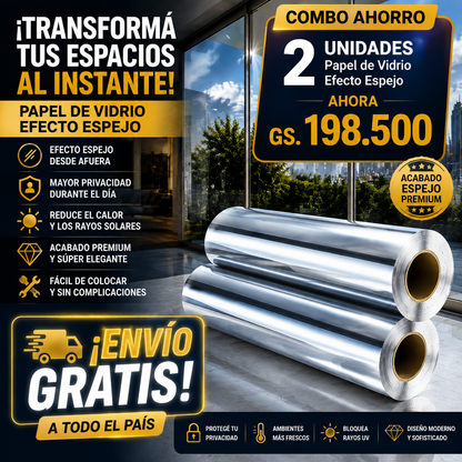 🪞 Papel Adhesivo Efecto Espejo 2 x 1 (TAMAÑO: 2MX60CM)