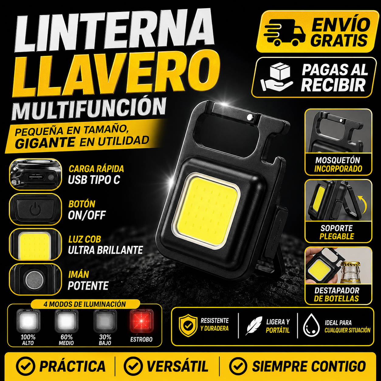Llavero Linterna MULTIFUNCION